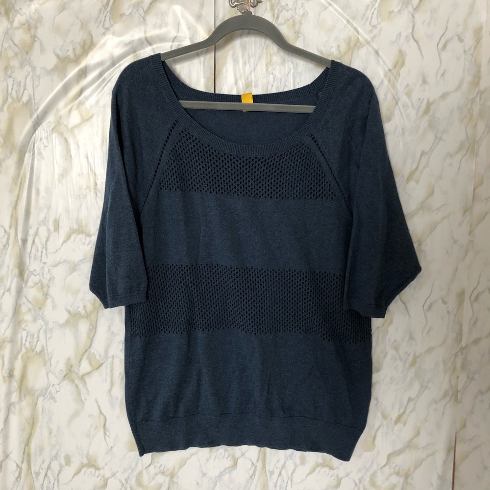 Lole large navy blue sweater pullover active knit